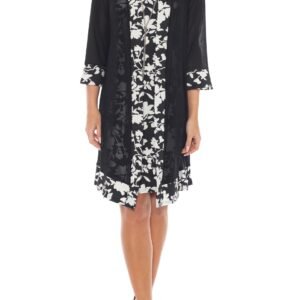 Marina Round Neckline Sleeveless Floral Top With Sheer Jacket
