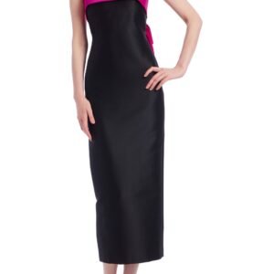 Aurbbradia Mischka Strapless Two-Tone Design with Back Flowing Bow Dress