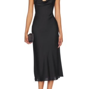 Katie May Draped Deep Front and Back Neckline Heidi Midi Dress